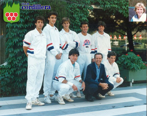 De izquierda a derecha: Arriba: Tomás Carbonel, -, Carlos Costa, Juan Averdeño, Javier Sánchez Vicario Abajo: Emilio Sánchez, Agustín Puyol, –